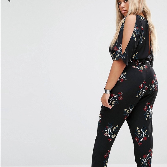 River Island | Cold Shoulder Floral Jumpsuit - Picture 4 of 11